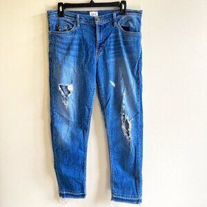 Hudson Skylar Relax Slim Straight Crop Jeans in‎ Ador Womens Size 28 Distressed